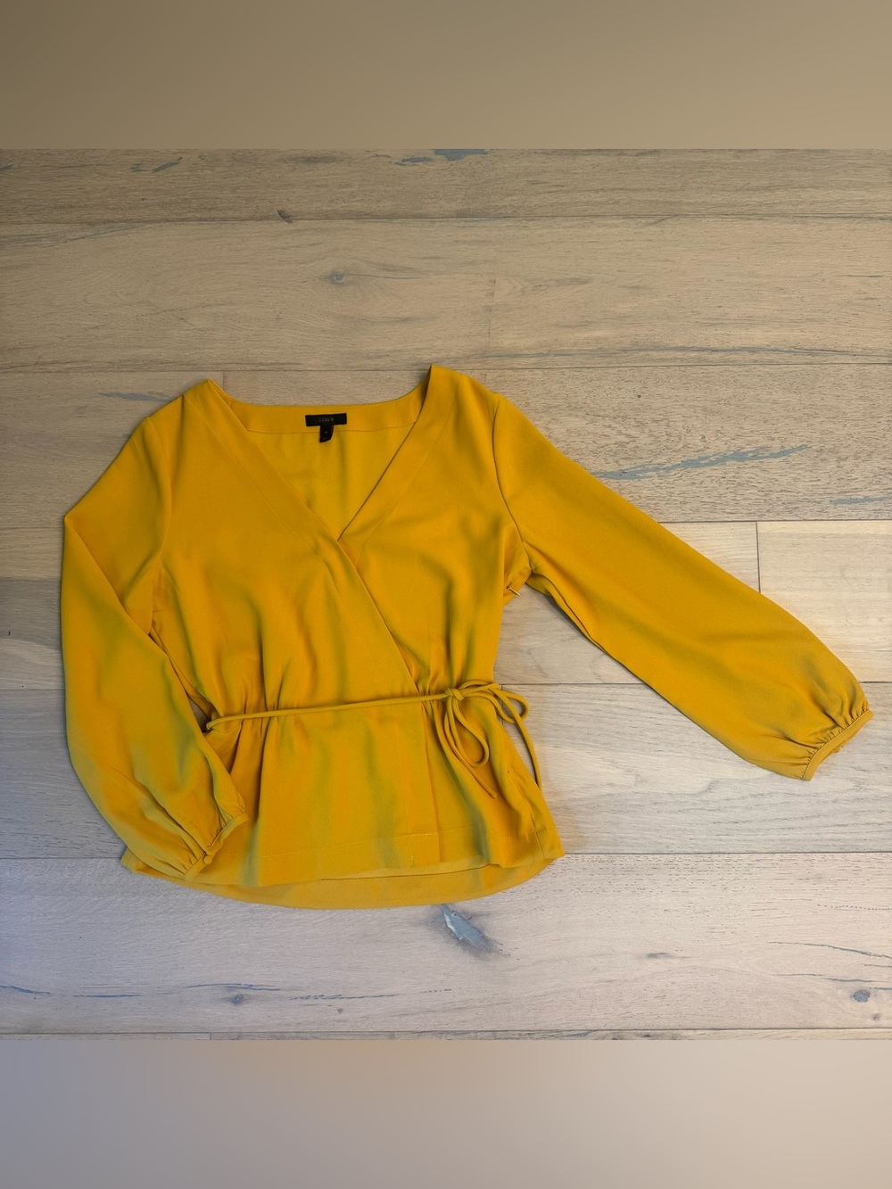 JCrew Yellow Faux Wrap Blouse Size 10